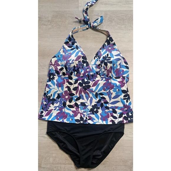 Lands' End 2-PC Bathing Swimsuit Tankini High Rise Bikini Bottom/12 Top/14P - Picture 1 of 7